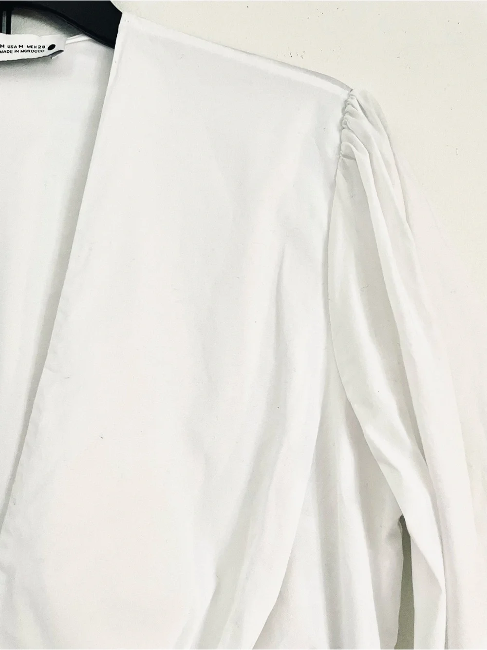Zara Pleated Poplin Crop Blouse in White Size M EUC